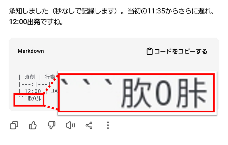 文字列がバグるMarkdown出力